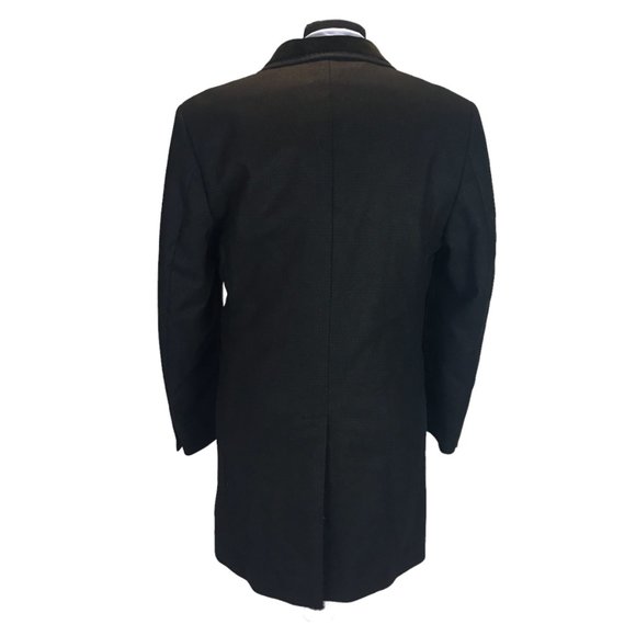 M&S Mens Wool Rich Overcoat Jacket Black Chest 38-40" Velvet Collar Business - Picture 3 of 12